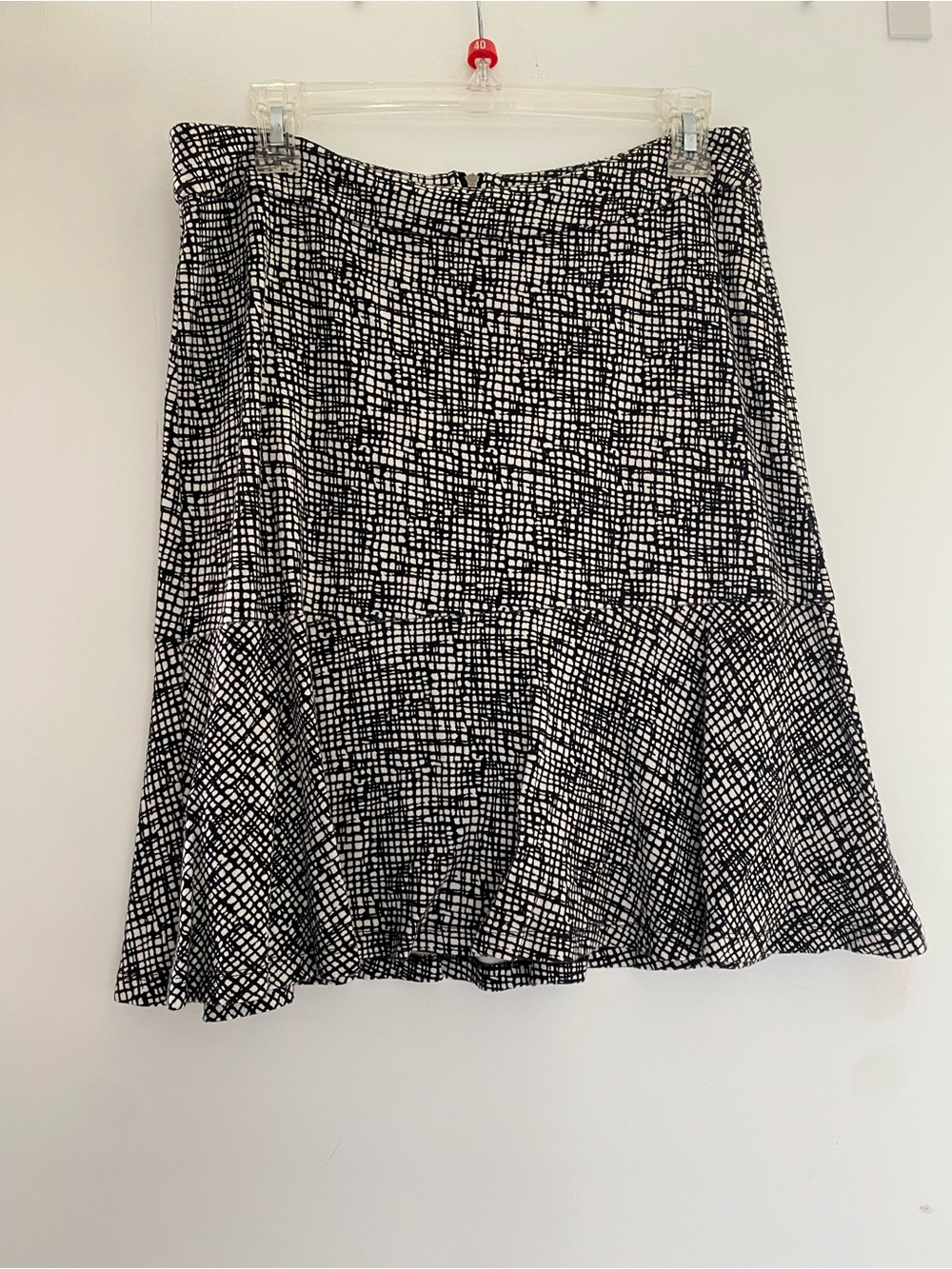Cato Black and White Textured-Print A-Line Skirt